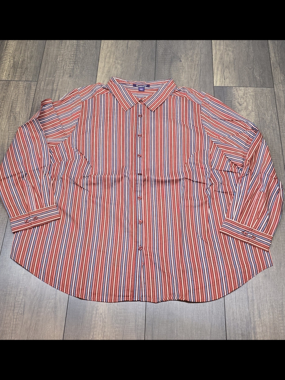 Roaman's Red, Blue & White Striped Women's Button-Down Shirt